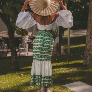 Zara Embroidered Midi Trumpet Skirt